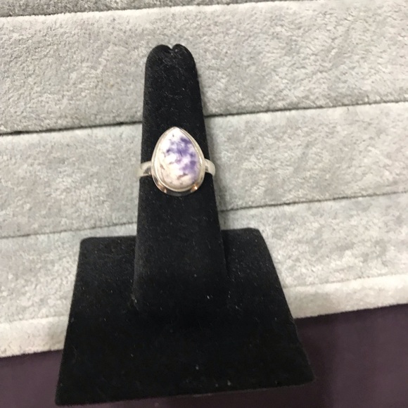New Sterling Silver Purple Teardrop Morado Violet Flame Opal Ring Sz 7 Crystal - Picture 10 of 16